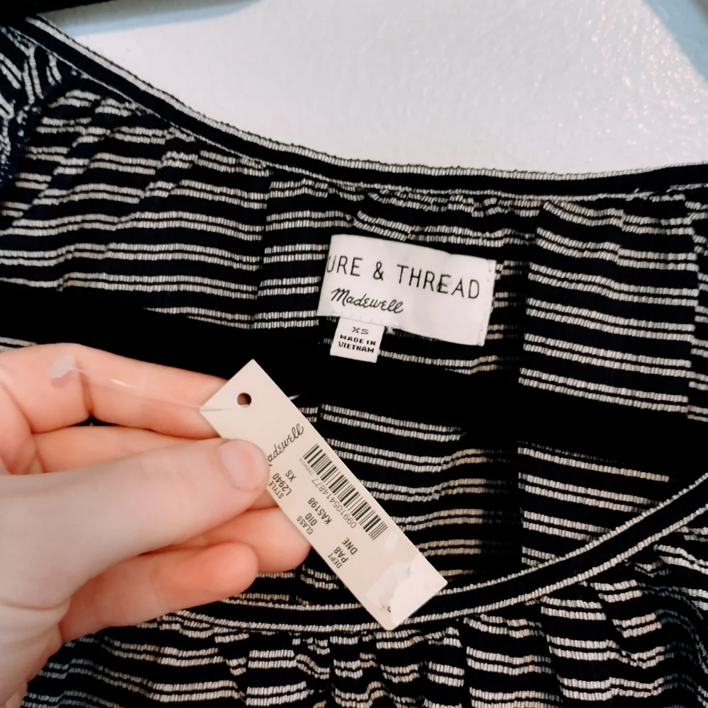 NWT Madewell striped blue tunic with puff sleeves size xs